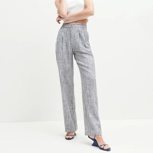 Reformation Mason Linen Pant Indigo Stripe 6 NWT